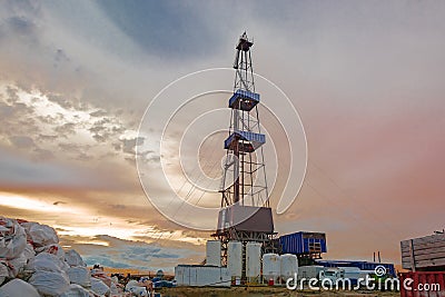 Drilling rig in the northern oil and gas field. Stock Photo